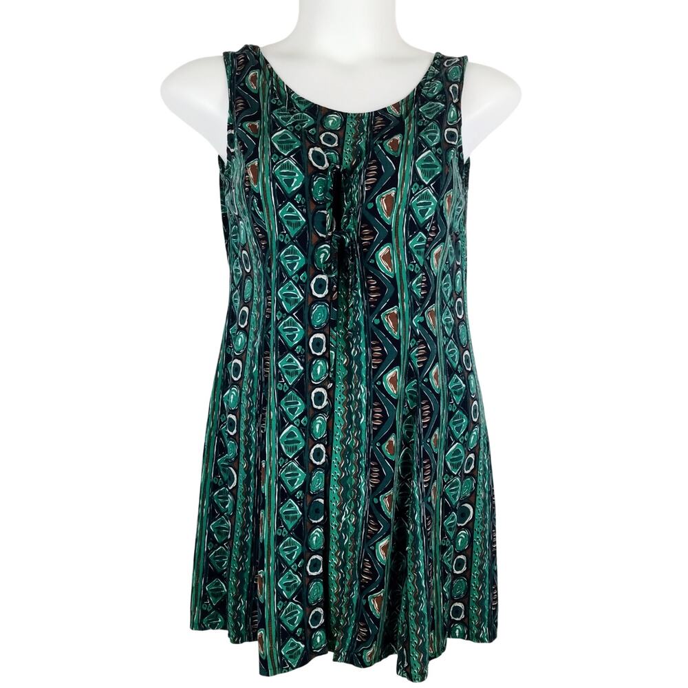 VTG sleeveless Tribal Southwest Tie Front Sundress L 90s boho